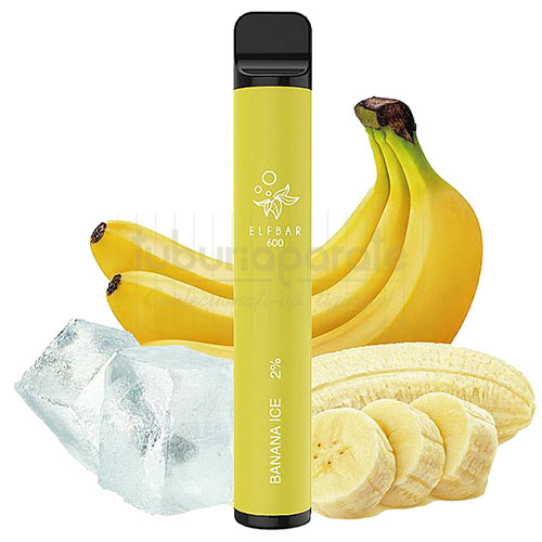 Mini narghilea unica folosinta - Elf Bar Banana Ice cu 600 pufuri si 20 mg nicotina - TuburiAparate.ro